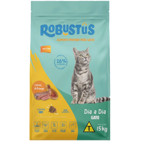 Robustus Dia a Dia Gatos Adultos Carne e Frango 15Kg