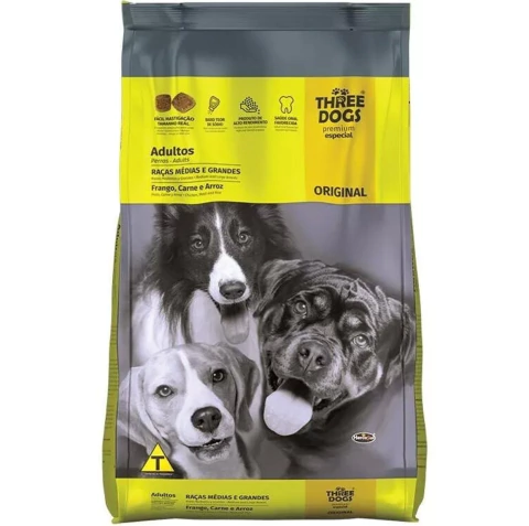 Three Dogs Original Adultos Frango e Carne 15kg