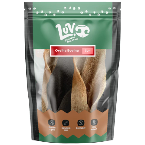 Orelha Bovina 3 Un - LUV Petiscos Naturais