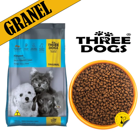 1Kg Three Dogs Original Filhotes Pequenos Frango e Carne
