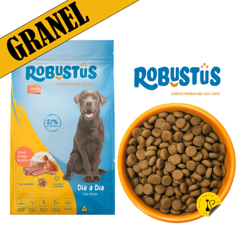 1Kg Robustus Dia a Dia Cães Adultos Carne e Frango Granel