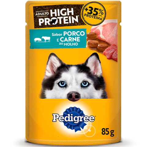 Pedigree Sachê Adultos High Protein Porco e Carne 85g