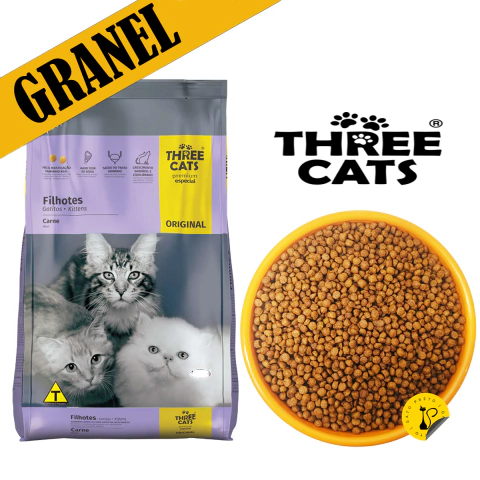 1Kg Three Cats Original Filhotes Carne Granel