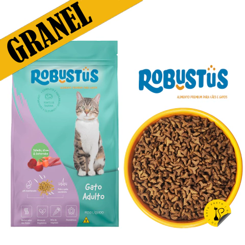 1Kg Robustus Dia a Dia Gatos Adultos Carne e Frango Granel