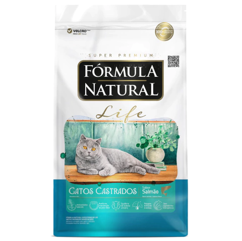 Formula Natural Life Gatos Castrados Salmão 10,1Kg
