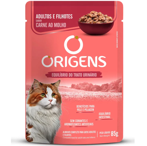 Origens Sachê Gatos Adultos e Filhotes Carne 85g