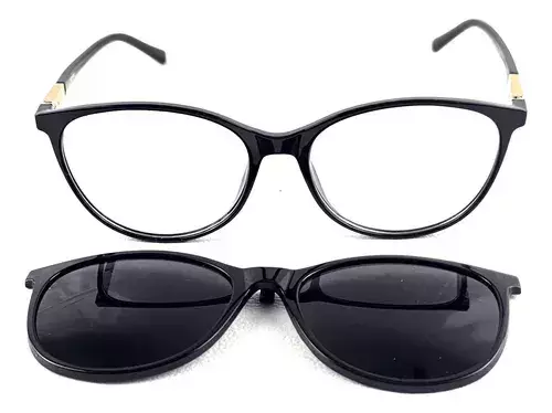 Armazón Lentes Clip On 2en 1 Imantado 6014 C1 Tr Negro