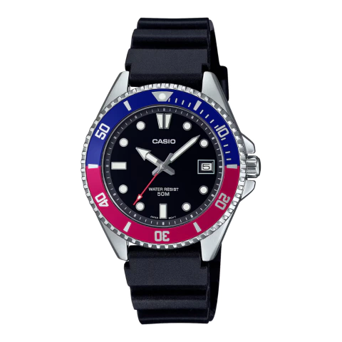 RELÓGIO CASIO DURO PEPSI REDUZIDO 38MM MDV-10-1A2V