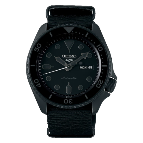 RELÓGIO SEIKO 5 SPORTS NATO ALL BLACK SRPD79