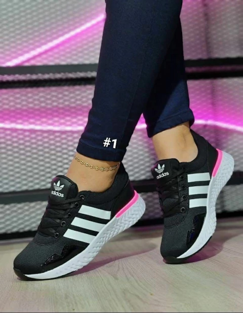 RUNFALCON - PRETO COM BRANCO E ROSA - comprar online