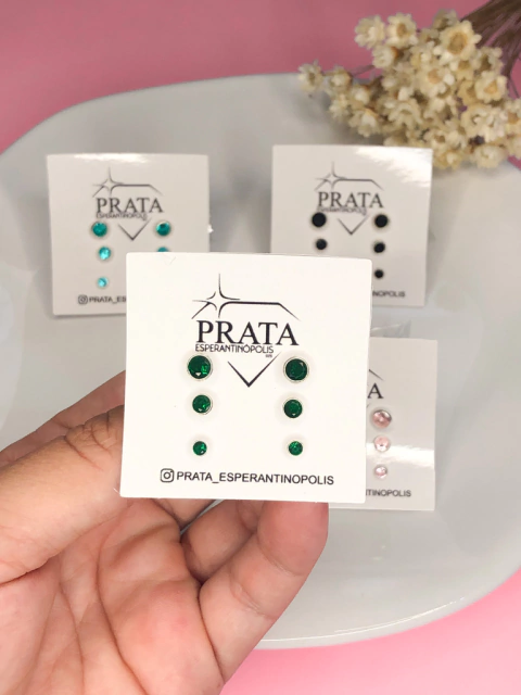 Trio de brincos ponto de luz color