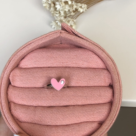 Anel Infantil Coração Rosa