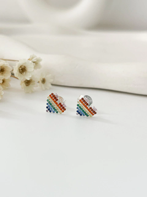 Brinco coração colorido