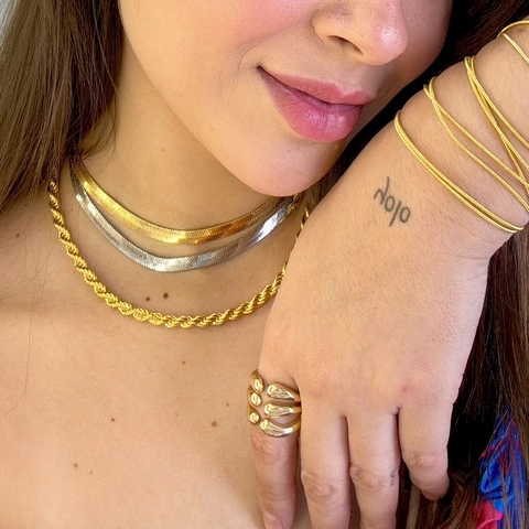 Chocker Fita Prata Folheada
