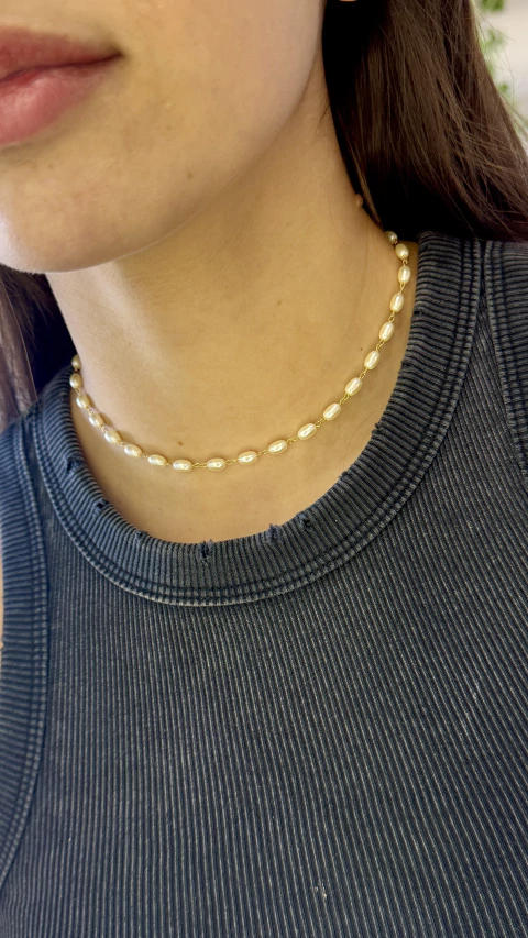 Chocker Mini Pérolas Doudada