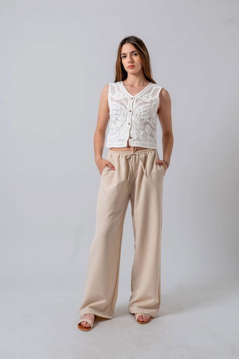 Pantalon recto con elastico y lazo (CL4PA01)