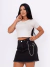 Saia Jeans Feminina Corrente Ilhós Com Bolso Melhor Qualidade - loja online