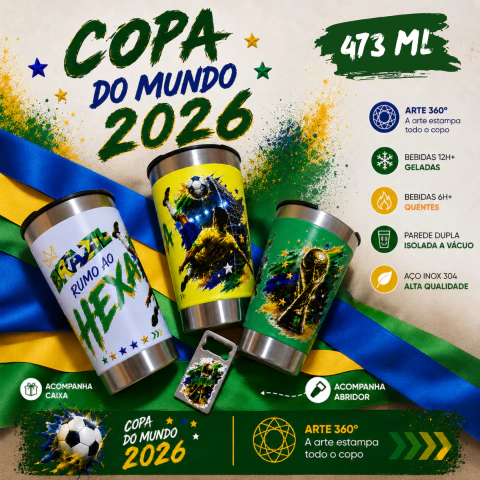Copo térmico estampa 360 ° Copa do Mundo 2026