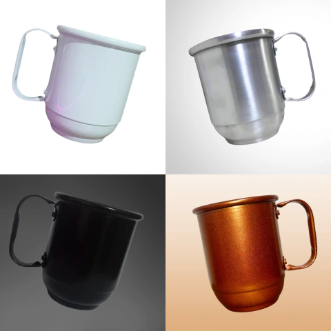 Kit 50 Caneca Alumínio 350 ml - Cobre, branco, Preto fosco