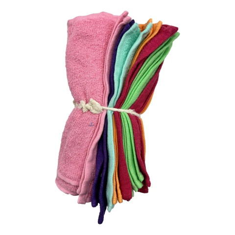 12 Pzs Toalla Facial Algodón Económica Mayoreo 30x30 Cms