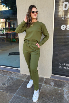 Conjunto feminino manga longa com amarração frontal texturizado Berlim - loja online