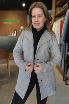 Blazer de Moletom feminino forrado com botões cor cinza na internet