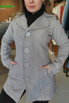 Blazer de Moletom feminino forrado com botões cor cinza - loja online