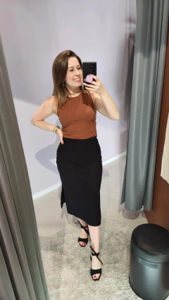 Saia Midi Jacquard com fendas laterais na internet