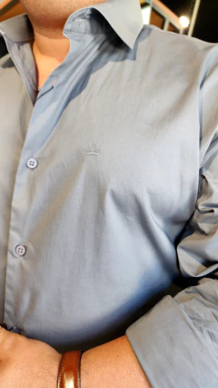 Camisa de botão masculina algodão com elastano - comprar online