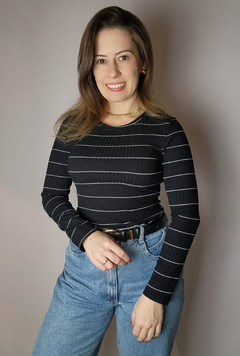 Blusa canelada listrada - loja online