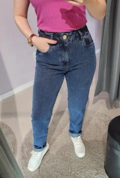 Calça Jeans Mom feminina com dois tecidos - comprar online