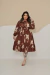 VESTIDO MIDI VISCOLINHO MANGA LONGA ESTAMPADO MARROM na internet