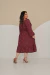 VESTIDO MIDI VISCOLINHO MANGA LONGA ESTAMPADO VINHO - Byah Moda Modesta