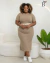VESTIDO MIDI CANELADO COM FENDA LATERAL AREIA - loja online