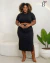 VESTIDO MIDI CANELADO COM FENDA LATERAL PRETO