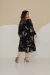 VESTIDO MIDI VISCOLINHO MANGA LONGA ESTAMPADO PRETO 2 - Byah Moda Modesta
