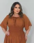 VESTIDO LONGO VISCOLINHO MANGA FLARE LISO CARAMELO na internet