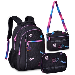 Kit Mochila de Costas Lancheira Estojo RAFA e LUIZ RL24019KT