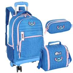 Kit Mochila Rodinhas STITCH DISNEY Azul Luxcel MC47746SC