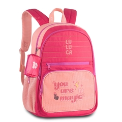 Kit Mochila de Costas e Bolsinha Oficial LULUCA LU2461 Rosa - comprar online