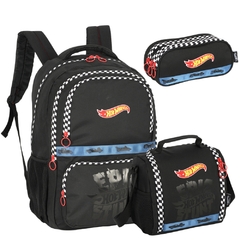 Kit Mochila Costas Oficial HOT WHEELS Preto Luxcel MC47786HW