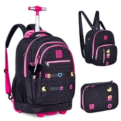 Kit Mochila de Rodinhas Oficial Rebecca Bonbon RB24538 Preto