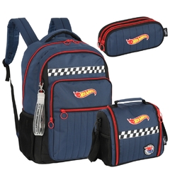 Kit Mochila Costas Oficial HOT WHEELS Azul Luxcel MC47786HW
