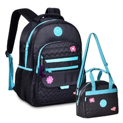 Kit Mochila Costas e Lancheira OFICIAL LULUCA LU24089 Preto