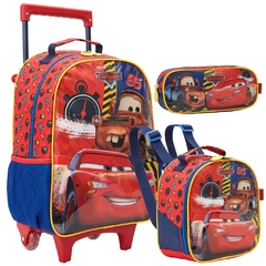Kit Mochila Rodinhas Lancheira Estojo CARROS DISNEY X1