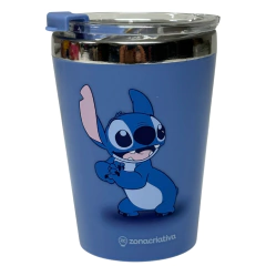 Kit 2 Copos Inox Parede Dupla Tampa 300ML STITCH ANGEL - ZC - comprar online