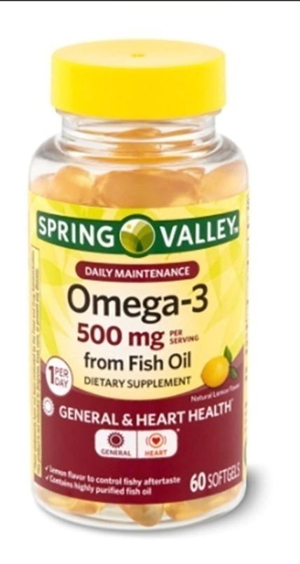 Omega 3 500mg, spring valley 60 capsulas