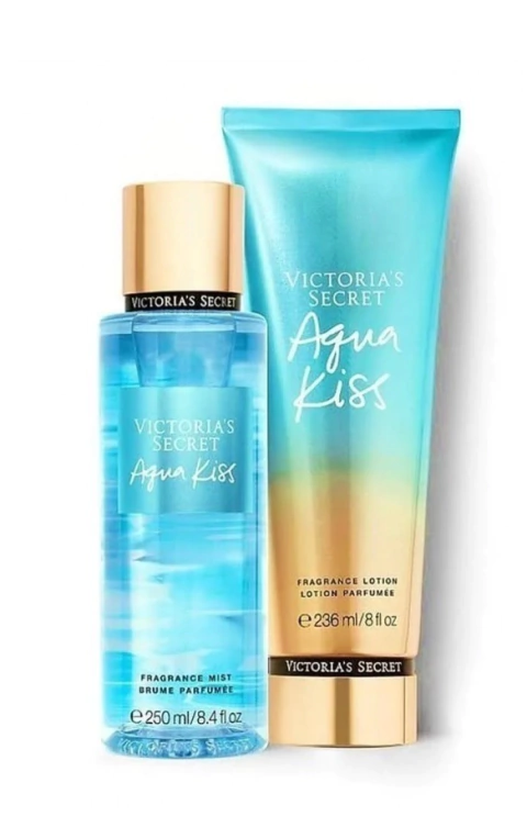 Kit Victoria's Secret Aqua Kiss Loção 236 Ml+ Body Splash