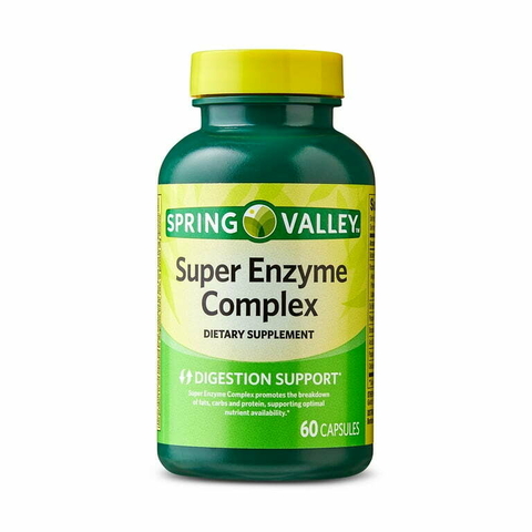 Spring Valley Super Enzyme Complex Suplemento Alimentar Cápsulas para Suporte Digestivo, 60 Cápsulas