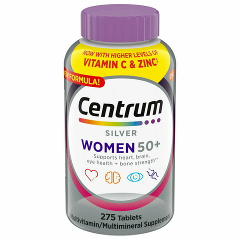 Multivitaminas Centrum Silver para mulheres com mais de 50 anos, suplemento multimineral, 275 Ct